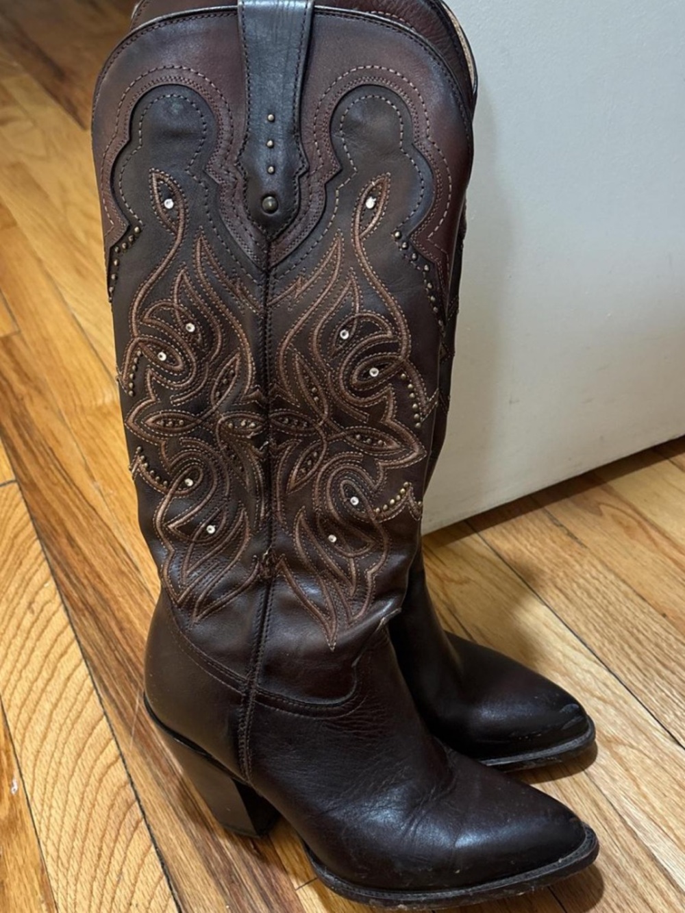 Dark Brown Leather Cowgirl Boots